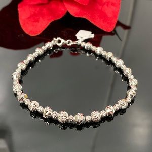 925 Sterling Silver Diamond Cut Bead Bracelet